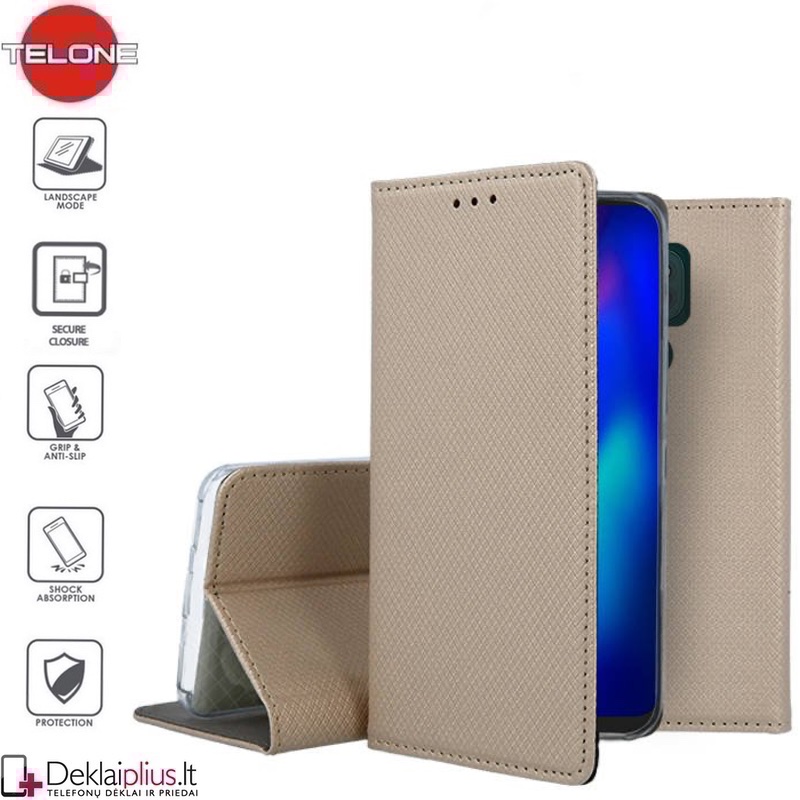 Telone smart magnet atverčiamas dėklas - auksinės spalvos (Motorola Moto G9 Play/E7 Plus) Telone smart magnet atverčiamas dėklas - auksinės spalvos (Motorola Moto G9 Play/E7 Plus)